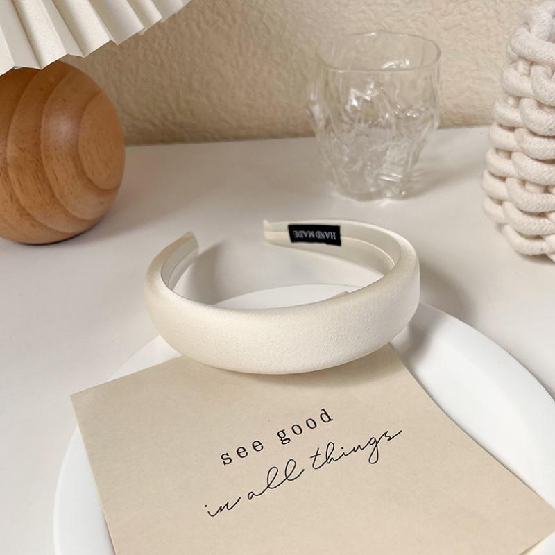 2025 Lace Pearl Fold Hair Bands For Women Korean Style Wide-Brimmed Sponge White Headband  Elegant Hair Band
