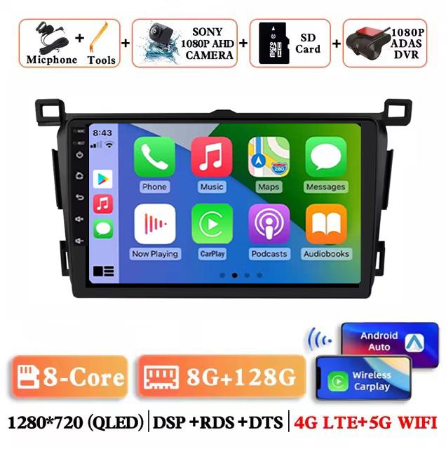 Android 14 Wireless Carplay Auto Car Radio for Toyota RAV4 Rav 4 2013 - 2018 Multimedia Player Navigation GPS 4G+WIFI Stereo RDS