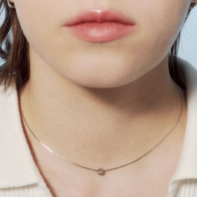 JUDY AND PAUL [925 Silver] Muse Cutting Ball All-Silver Necklace