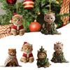 4 Pcs Cute Cat Christmas Ornament 2D Flat Acrylic Car Rearview Mirror Charm Cartoon Cat Christmas Tree Ornament
