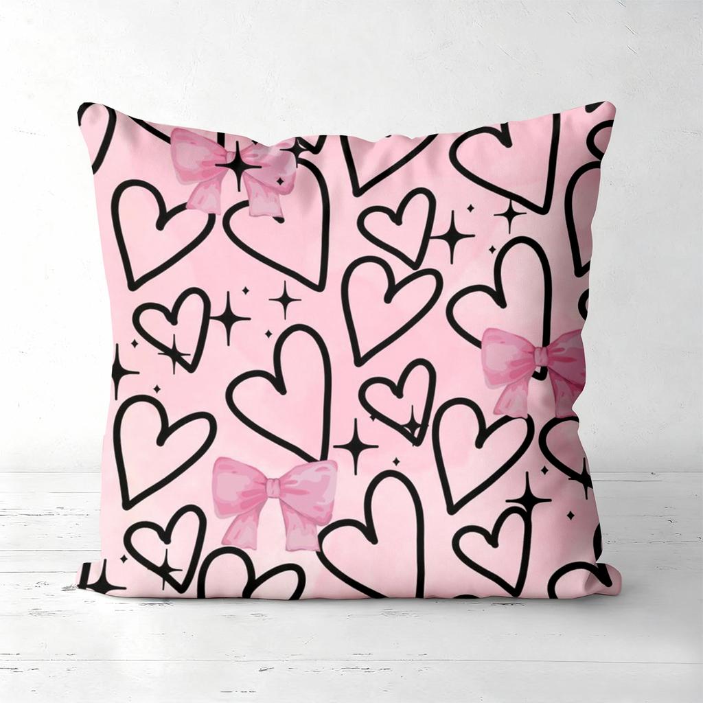 Pink Butterfly Heart Envelope Patterned Cushion Covers Polyester pillowcase, sofa decorative cushion cov Headboard Pillow
