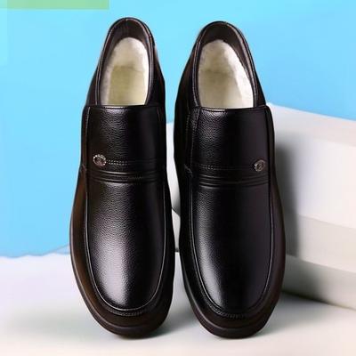 Black Snow Boots Men Boots Genuine Leather Dad Shoes Leather Cotton Shoes Mens Dress Boots Winter Shoes Men Zapatillas Hombre