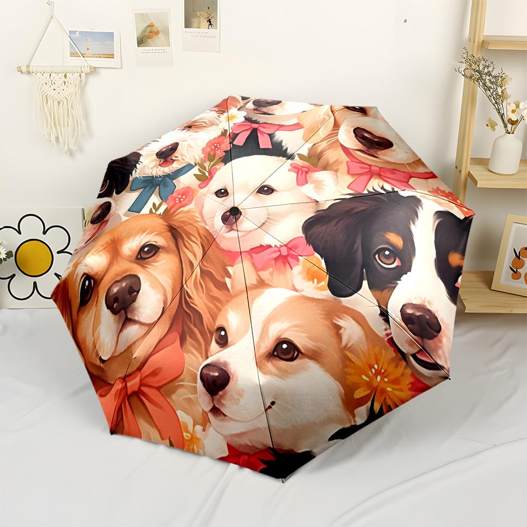 Wolf Family Moonlit Night Automatic Umbrella Compact 8 Rib Lightweight Foldable Design Durable Everyday Carry Umbrella Fashion Lovers