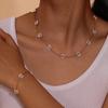 Jewelry Stainless Steel Green Beads Flower Imitation Pearl Bracelet Necklace Gold Ladies