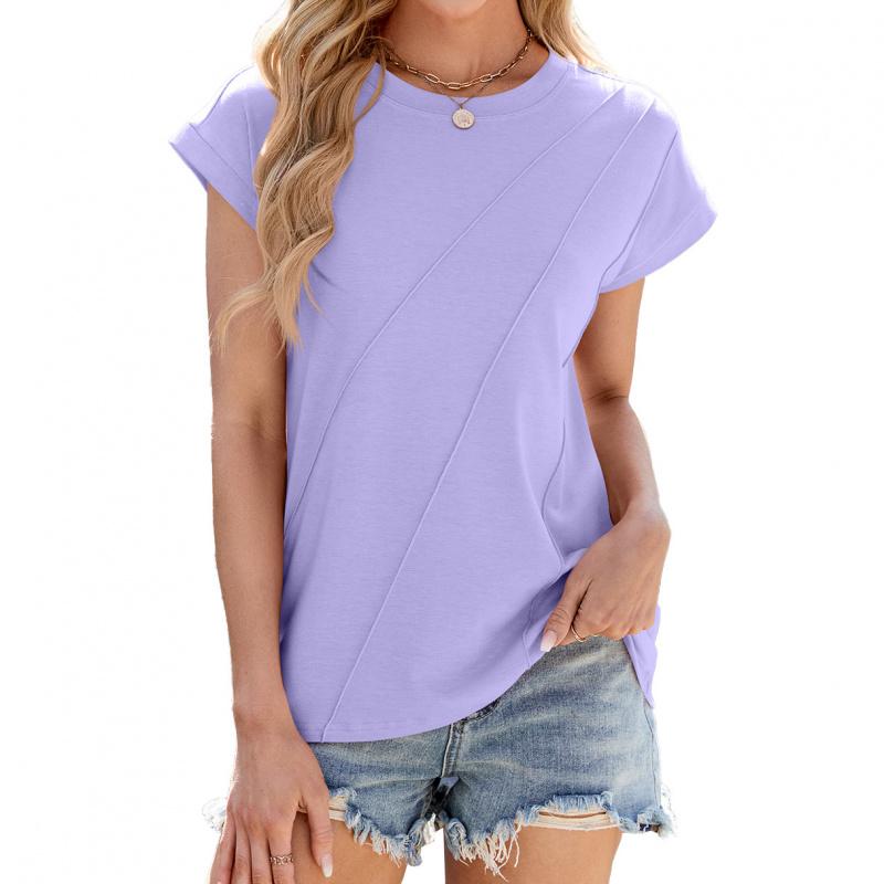2026 Spring/Summer New Solid Color Round Neck Loose Short Sleeve Women's T-Shirt Casual Top