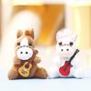 Plush Pony Mini Keychain Animal Keyring With Guitar For Girls Gift And Bag Decor