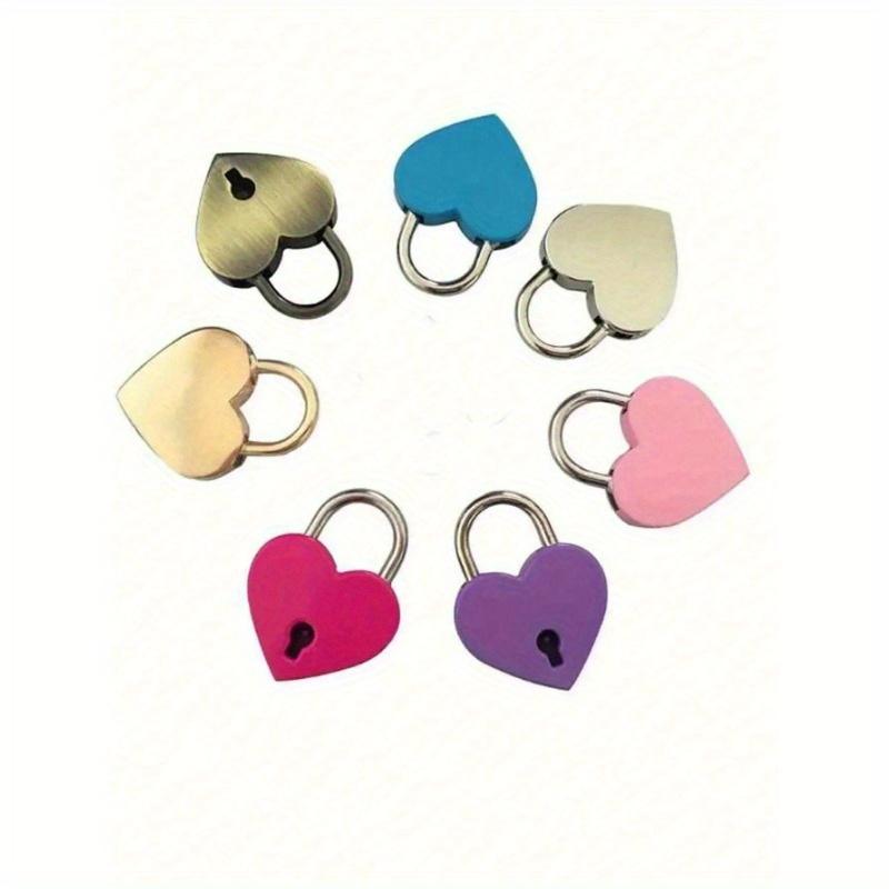 A Small Heart-Shaped Padlock Set With A Key - Metal Heart-Shaped Lock, Suitable For Suitcases, Laptops, Drawers, Wallets