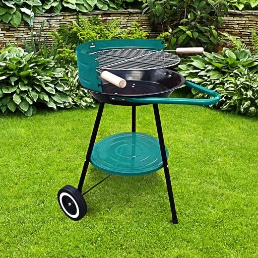 Ogrodowy Grill Węglowy Ruszt Okrągły Kółka Grill Z Półką