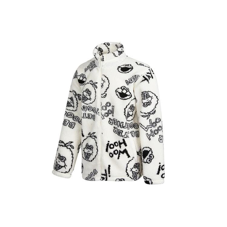 adidas neo x SESAME STREET Crossover Limited Full Print Polar Fleece Long Sleeves Jacket White Unisex HD7298 XS