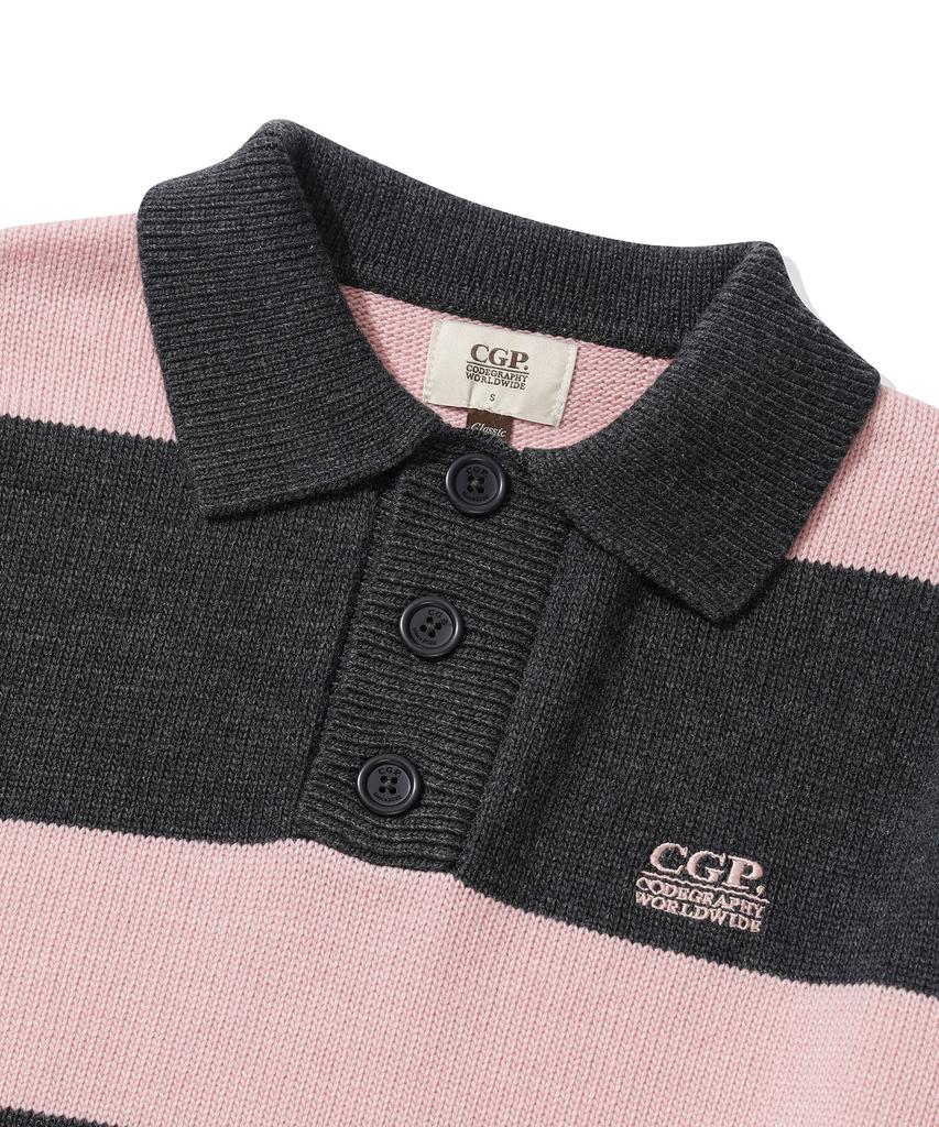 CGP (Women) Striped Collar Knit_Charcoal