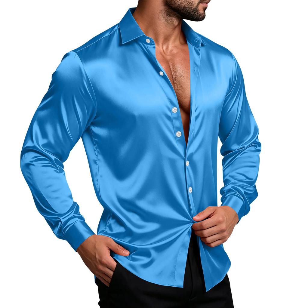 Men's Color Shirt Jacket Casual Loose Fit Breathable Long Sleeve Lapel Collar for Spring and Fall