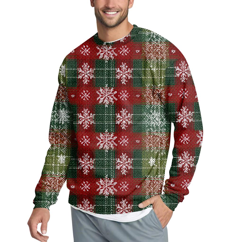 Men's Casual Fashion Printed Round Neck Pullover Sweatshirt