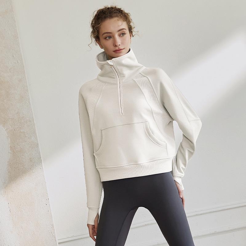 

Women’s Warm Half-Zip Yoga Jacket – Loose Fit, Long Sleeve, Stand-Up Collar, Outdoor Sports Wear Small