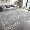 Black and White Minimalist Carpet with Simple Lines Borders Large Door Mat Household Bathroom Kitchen Living Room Anti Slip Mat