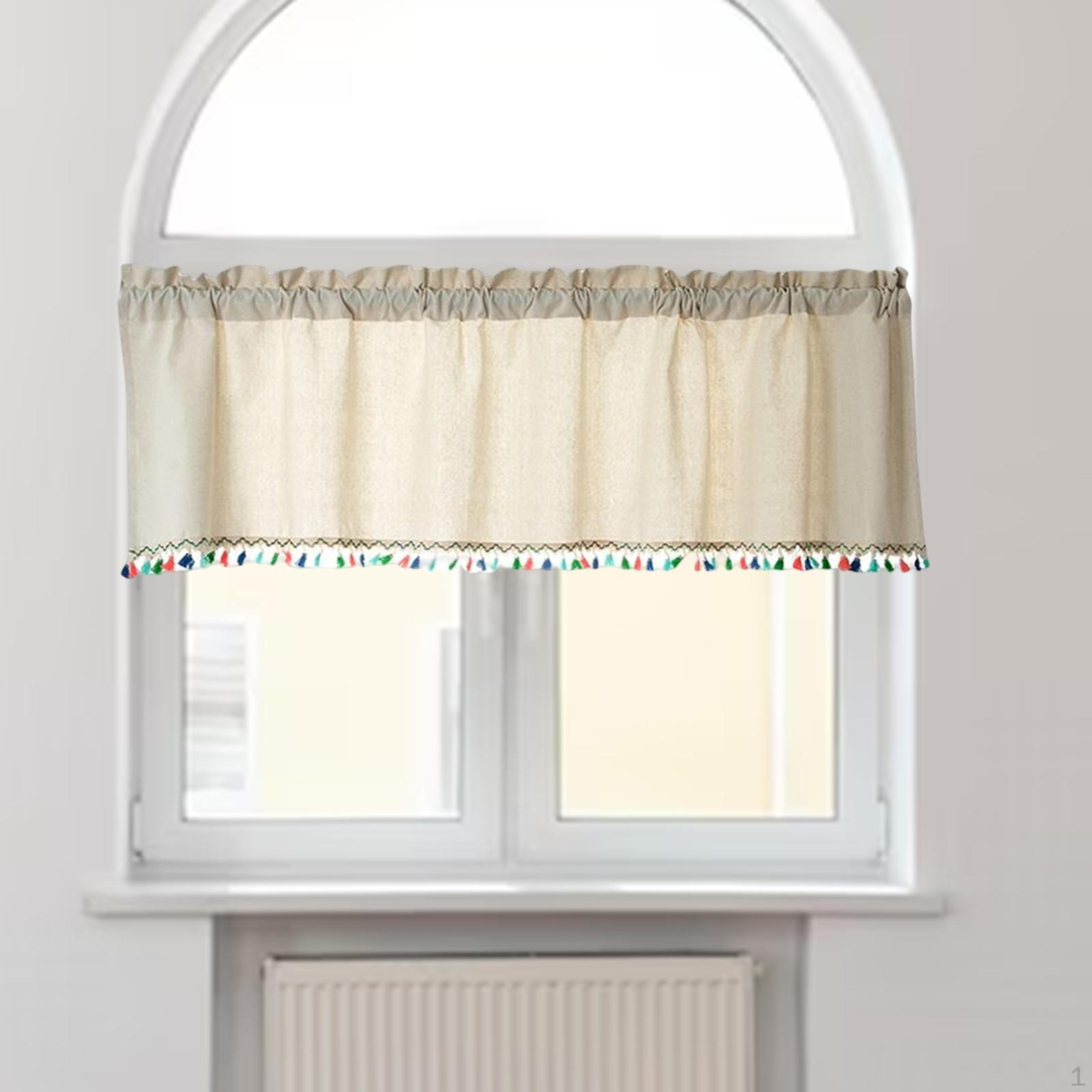 

Curtain Valance Filtering Window Valances Linen Topper for Kitchen Cabinet Balcony 132x46cm