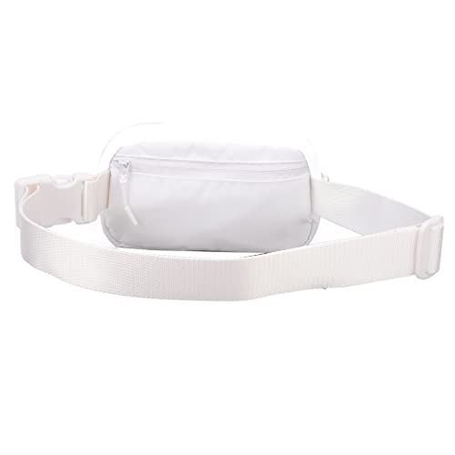 Ongwan Sports Belt Pouch, Large Capacity Adjustable Waist Belt Bag, 60-120cm (White)