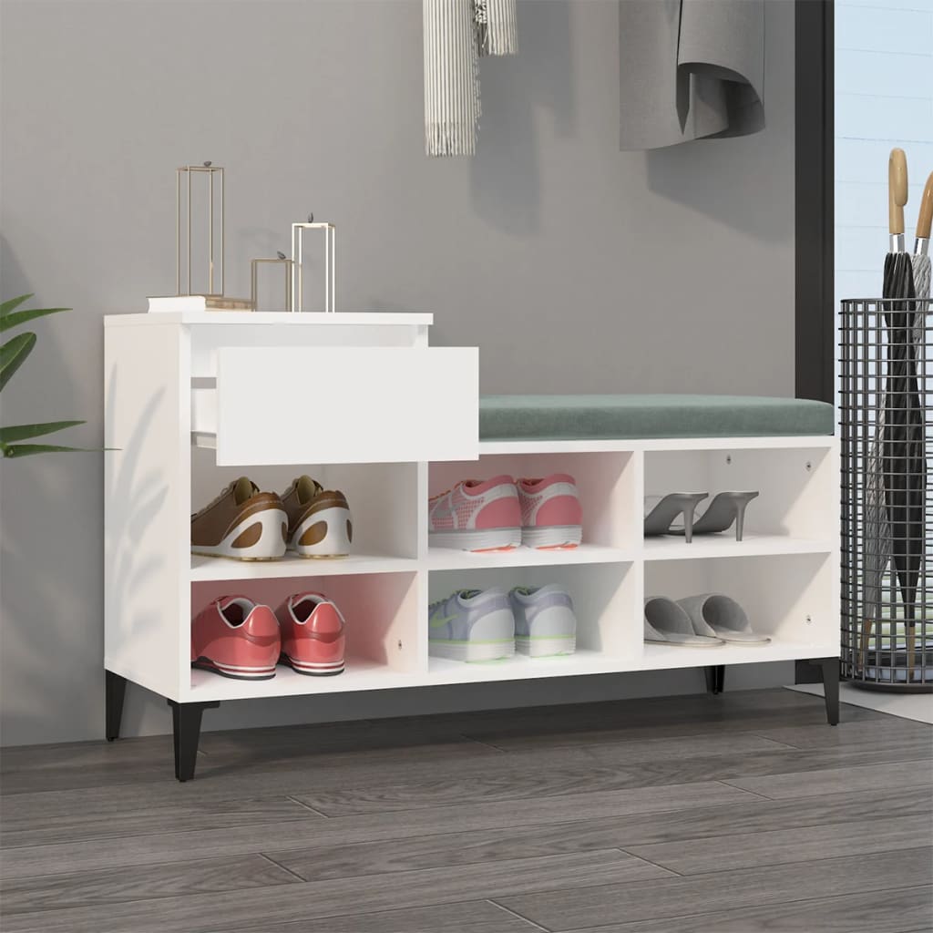 Vidaxl Shoe Rack, White, 102X36X60 Cm, Wood-Based Material