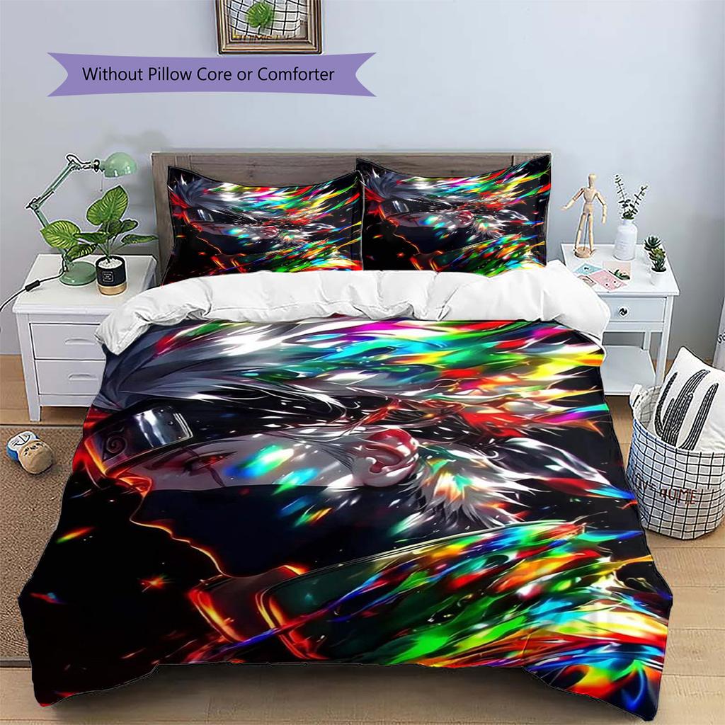 Kakashi Hatake Patterned Pillowcase & Duvet Cover Set Anime Bedding Decor for Bedroom Surprise Gift for Anime Lovers.-TING