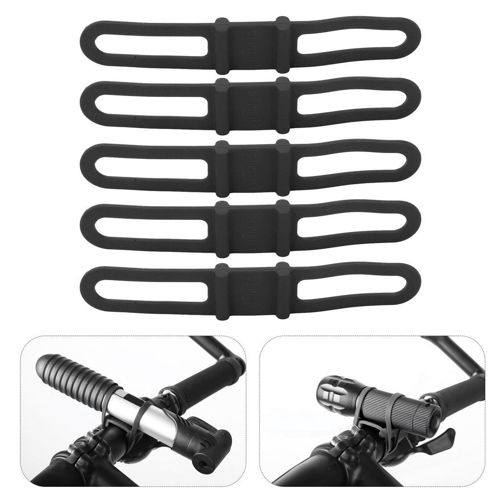 DUUTI 5pz Fascia in Silicone per Bici Supporto Manubrio Torcia da Ciclismo Cinghie Multifunzione per Bicicletta per Ciclismo Nero