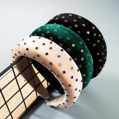 Damen Haarband aus dickem Schwamm und goldenem Samt, Wickelstoff, breiter Rand, Stirnband