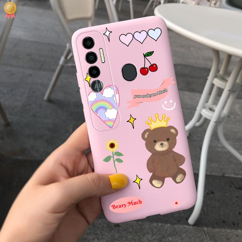 For Tecno Spark 7 P Pro 7P 7Pro Case Cute Girls Bear Back Cover Silicone For Tecno Spark7 P Pro Spark 7 P Pro 7P 7Pro Phone Case