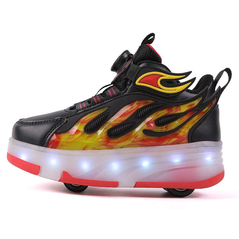 Children's runaway shoes Boys' four-wheel pulley shoes Girls' colorful lights Charging children's wheel shoes