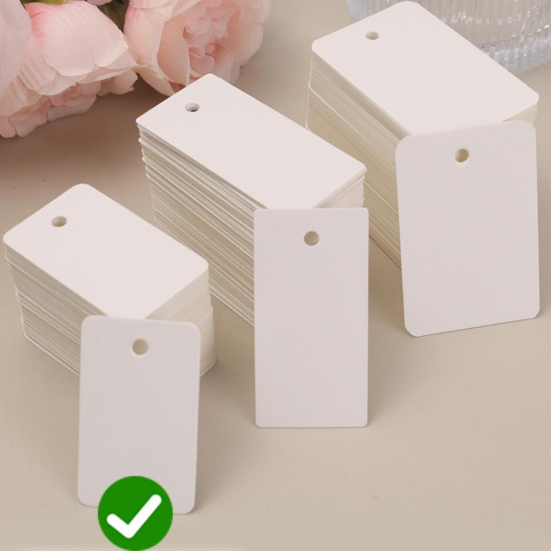 

100/500pcs 2026 New White Blank Hang Tags Price Tag Handwritten Card Hang Tag Jewelry Hanging Rope Jewelry Price Tags 100pcs
