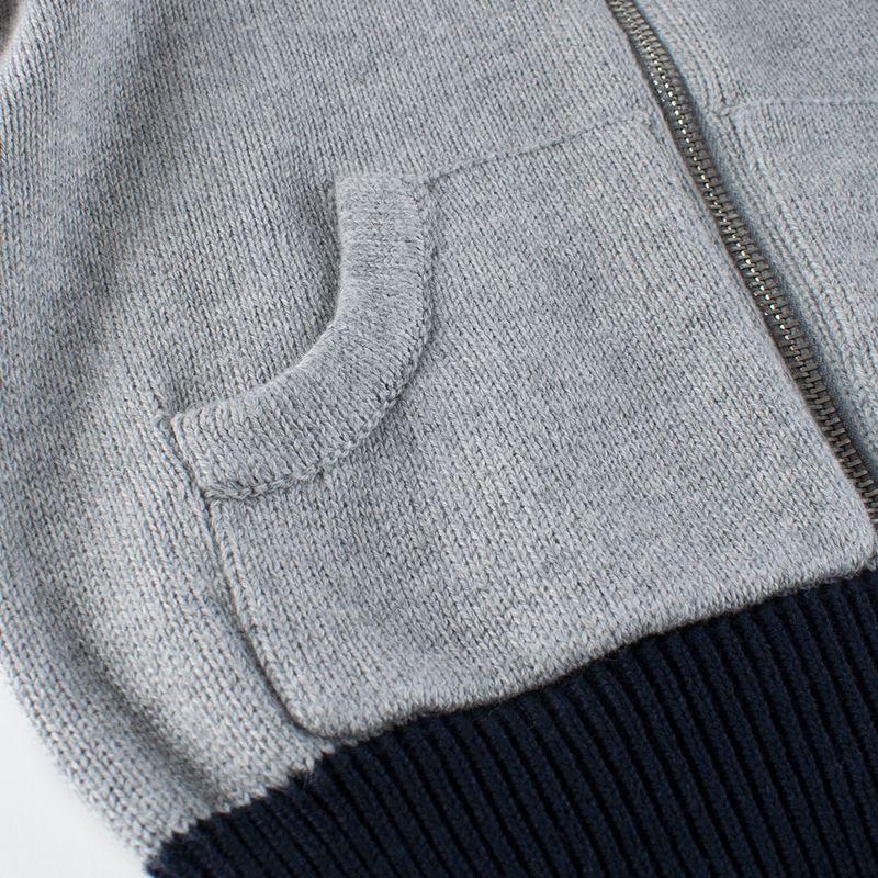 27Kids Spring and Autumn Children's Zip-Up Cardigan, Color-Blocked Knit Sweater for Young Boys, Pure Cotton Sweater Jacket