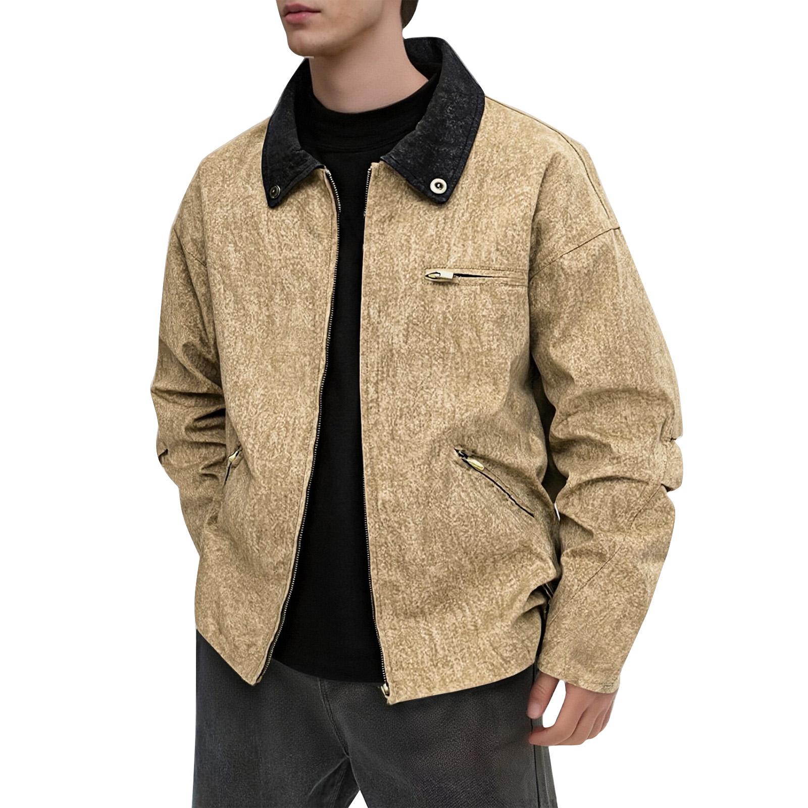 

Мужская однотонная камуфляжная куртка для активного отдыха, мужская повседневная куртка на пуговицах с карманами L хаки