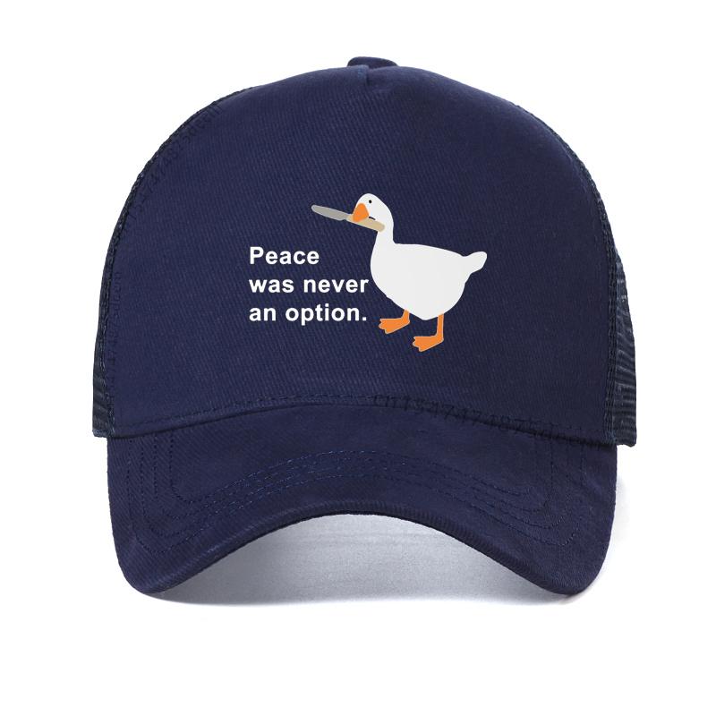 

Sudadera Hombre Peace Was Never An Option Goose Men hat Unisex Untitled Goose Games Funny Adventure Casual baseball cap hats Adjustable темно-синього кольору