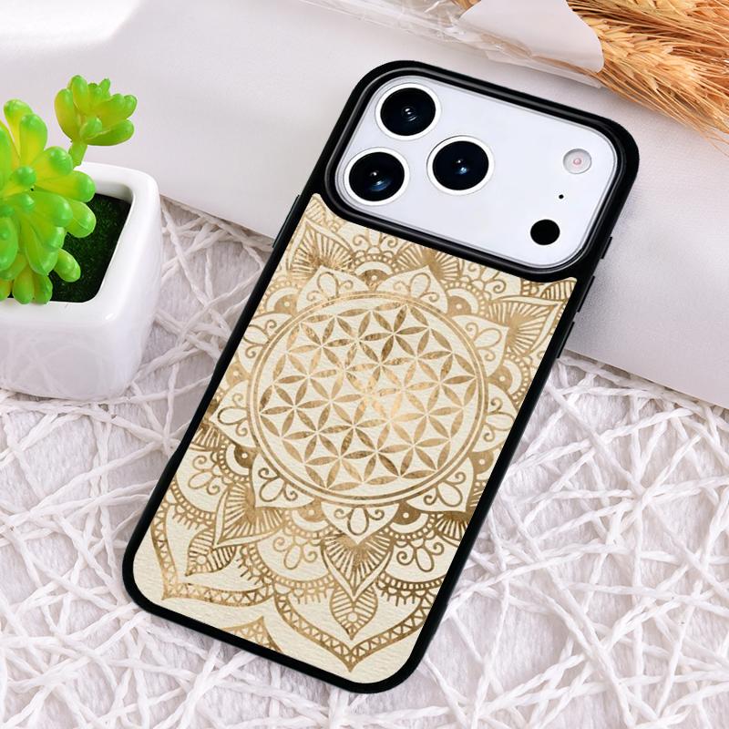 Flower Of Life In Lotus Pastel Golds Phone Case for iPhone 17 Air 16 15 11 12 14 13 Pro Max Shockproof Cover
