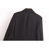 Herbst und Winter Damen Schwarz Klappentasche Gürtel Schulterpolster Schlanke Anzugjacke Temperament Vielseitig