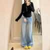 Crease Large Size Wide-legged Jeans Women's Washed Loose Thin Draping High Waist Dragging Floor Straight Trousers Jeans for Women Long Denim Pants