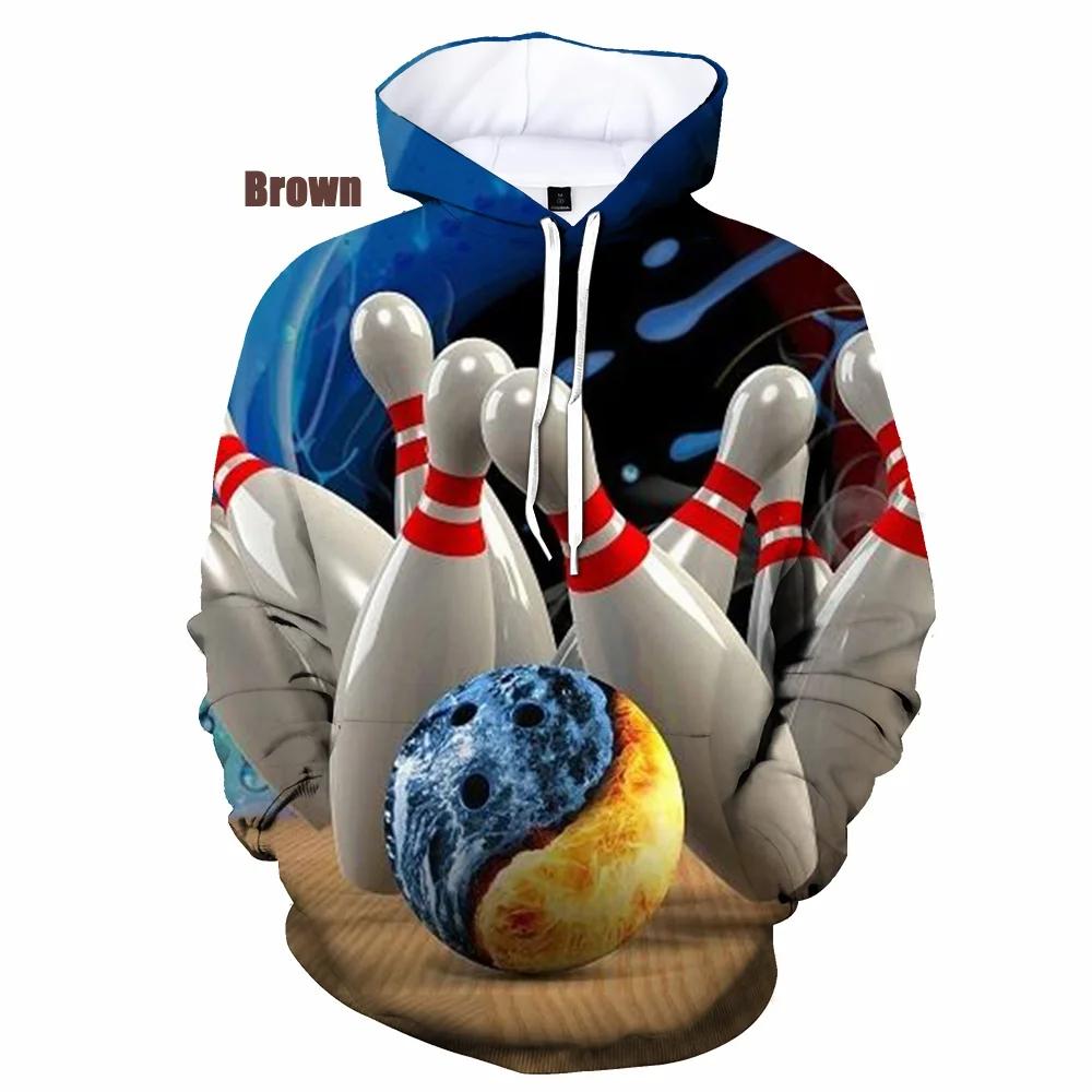Bowlingová koule Mikina Pánské/dámské 3D potisk Mikiny s kapucí Podzimní Mikina s dlouhým rukávem Dětské mikiny pro volný čas Pánské Mikiny Mikina