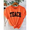 Women's Simple College-Style Printed Short Sleeve Shirt TEACH Letter Print Crew Neck T Shirt Elegant Party Holiday Casual Loose-fitting Top 2026