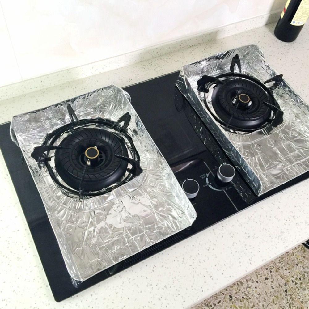 10Pcs/Bag Heat Resistant Stove Burner Covers Professional Aluminum Foil Liners  Daily Cooking
