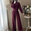 2025 Women's Casual Sports Commuting Suit – Autumn/Winter Sweatshirt & Wide-Leg Pants Fashion Two-Piece Set