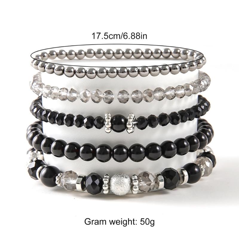 Pack of 5 Fashionable Crystal Bead Bracelet Elegant Crystal Bead Bracelets Perfect for Everyday Wear Gatherings