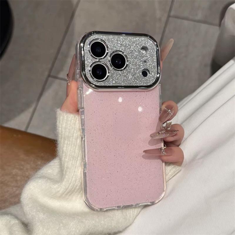 Glitter Big Window iPhone 17 Pro Case with Apple 16 Pro Lens Film for 14 & 15 Pro Models.