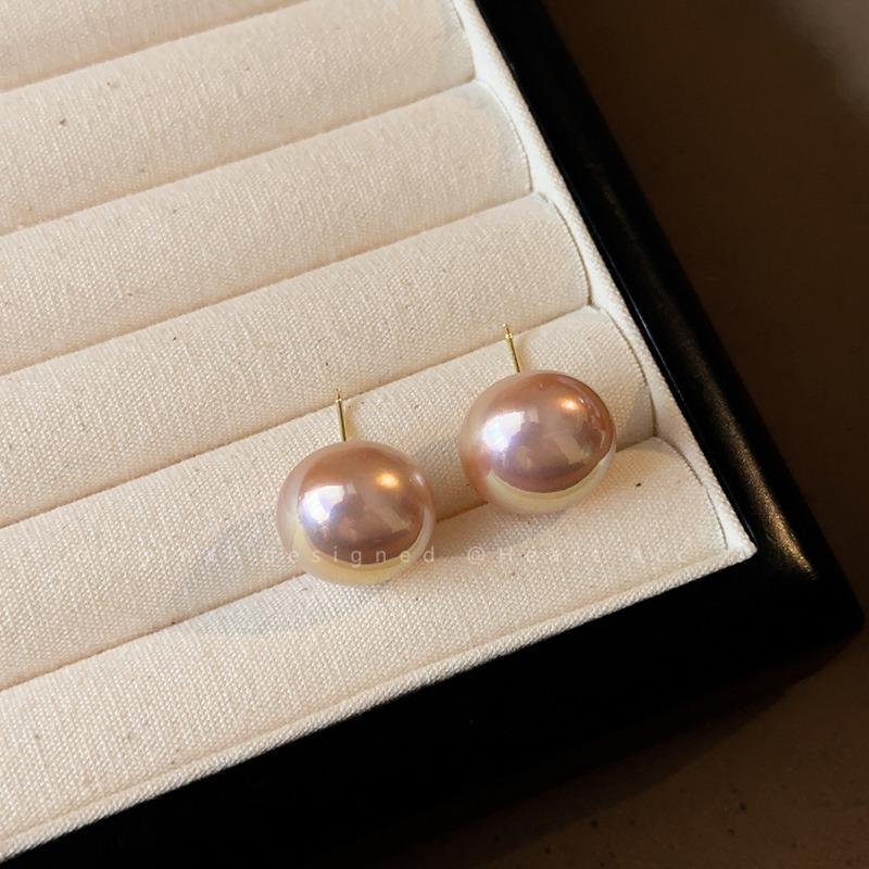 Cherry Blossom Pink Steamed Bread Pearl Stud Earrings Shijia Temperament Advanced Sense S Silver Needle Earrings Korean Temperament Versatile Earrings