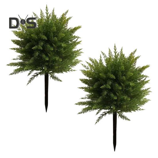 

Искусственный кедровый шар для топиари Уличное искусственное кедровое дерево для топиари с шипом в земле Искусственные кедровые растения Вечнозеленые кустарники Кусты для сада перед крыльцом 2pcs