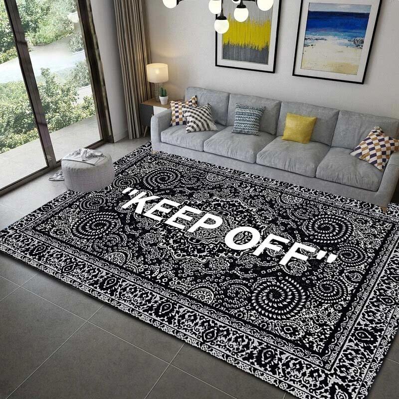 KEEP OFF Letter Printed Living Room Decoration Carpet Bedroom Beside Kitchen Floor Mat Sofa Coffee Table Area Rugs Soft Doormats