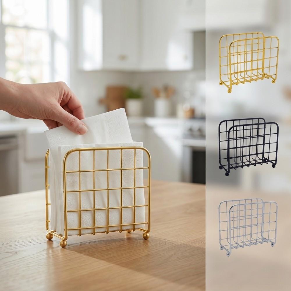 Metal Napkin Holder Modern Napkin Storage Container Picnic Tissue Dispenser  Table Countertop