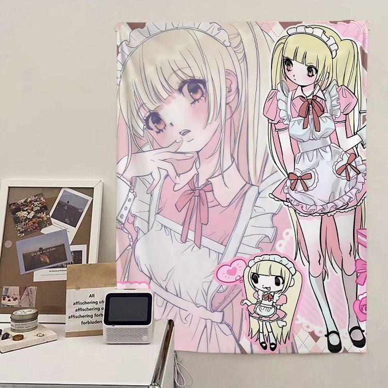 Cute Japanese Style Girls Tapestry Anime Background Cloth for Bedroom Dorm Headboard Decor Photo Backdrop