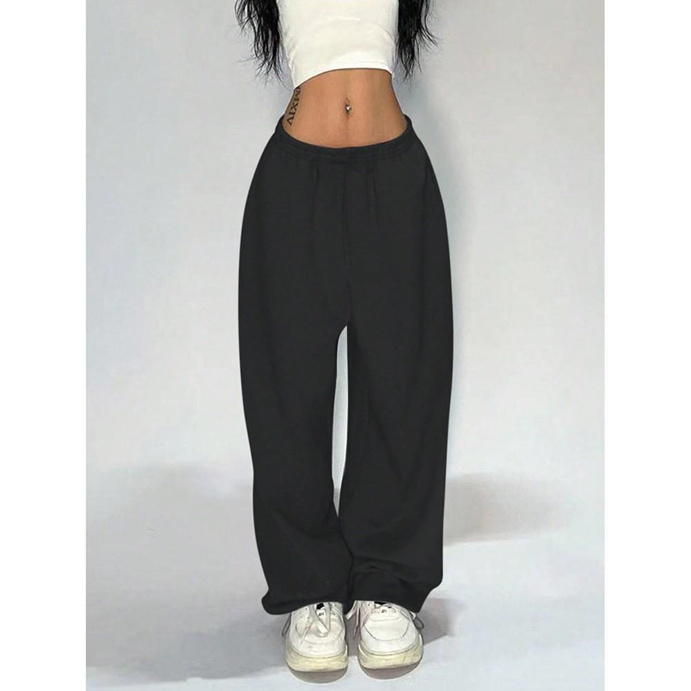 

Women s 2025 Summer Loose Wide-Leg Solid Color Trendy Hip Hop Pants Extra Large чёрный