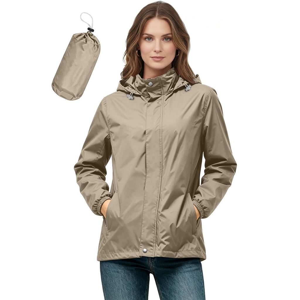 Women's Lightweight Windbreaker Jacket with Hood - Casual Loose Fit for Hiking, Travel, Daily Use
