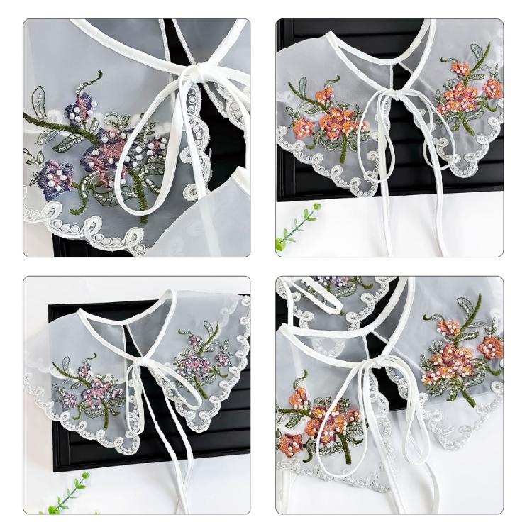 Elegant Detachable False Collar Embroidery Flower Petal Female Sweater Shirt Sewing False Collar Sweater Dress Supply