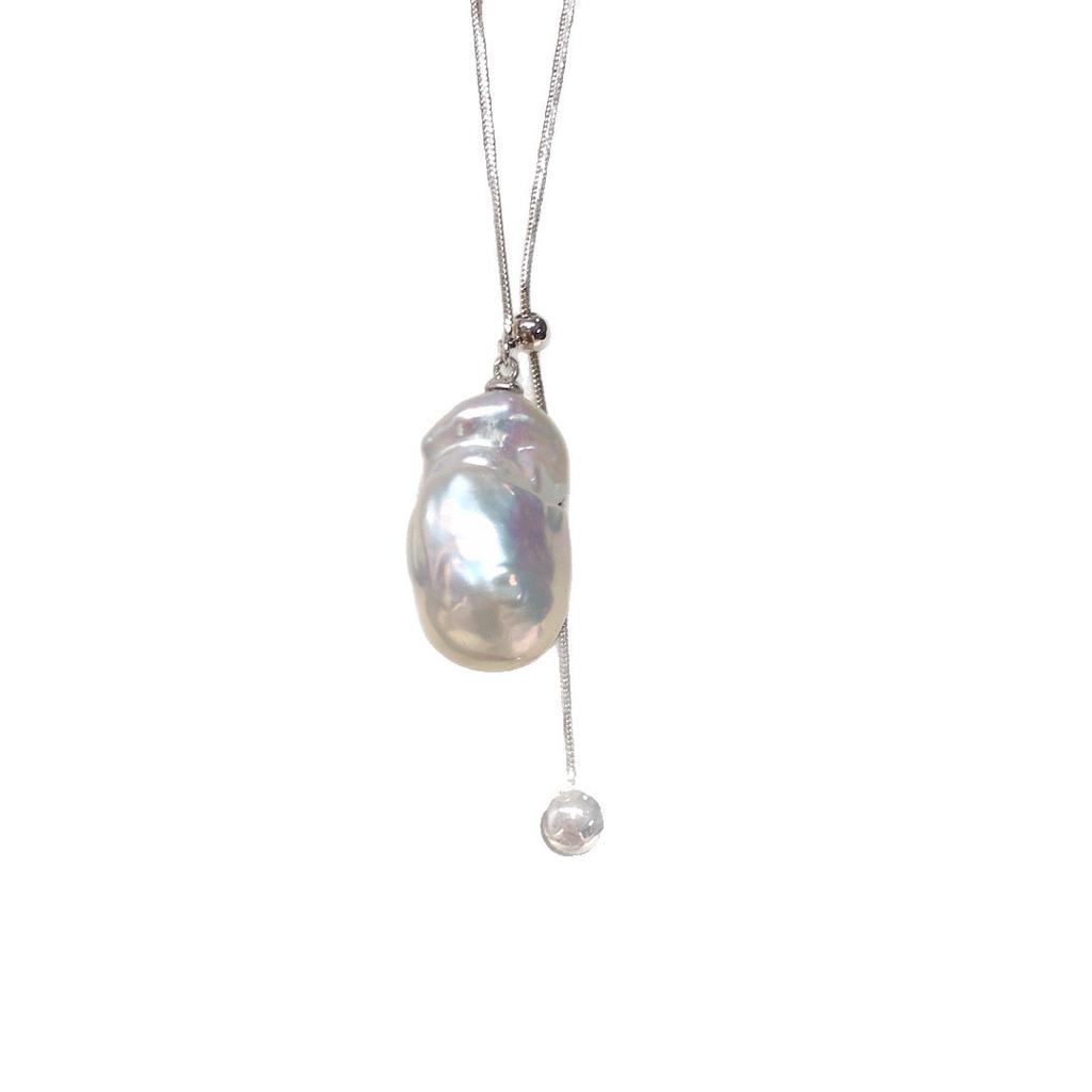 Colorful Baroque Natural Freshwater Pearl Pendant Snake Bone Chain Long Pearl Sweater Chain