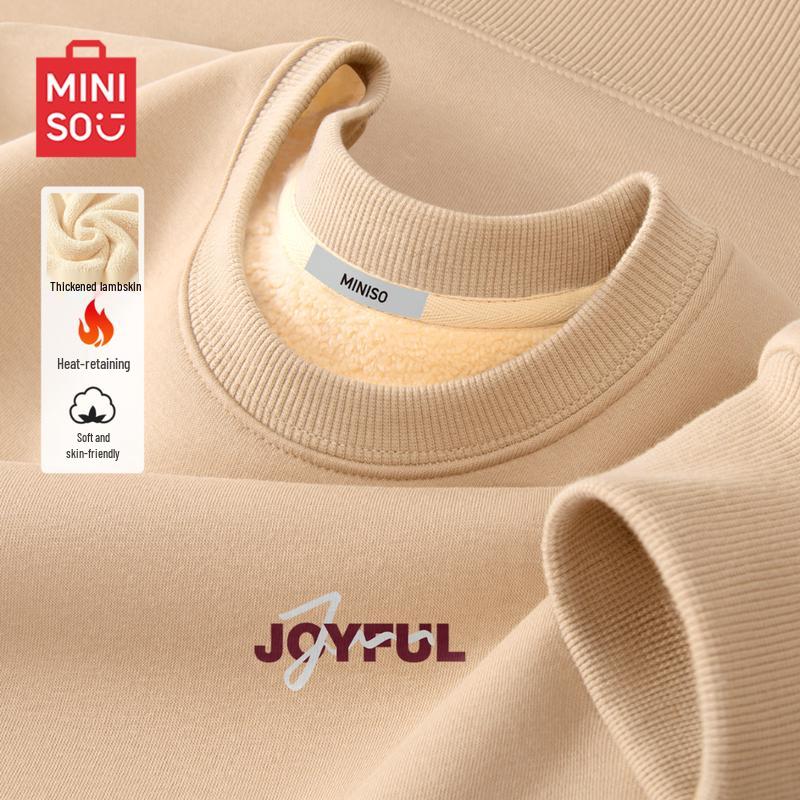 MINISO Men's Thickened Fleece-Lined Crew Neck Sweatshirt