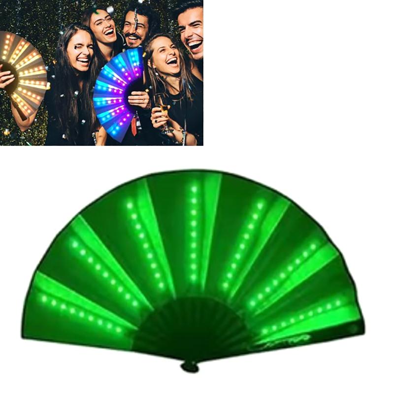Glow Folding Led Fan Dancing Light Fan Night Show Halloween Christmas Rave Festival Accessories Glow In The Dark Party Supplies